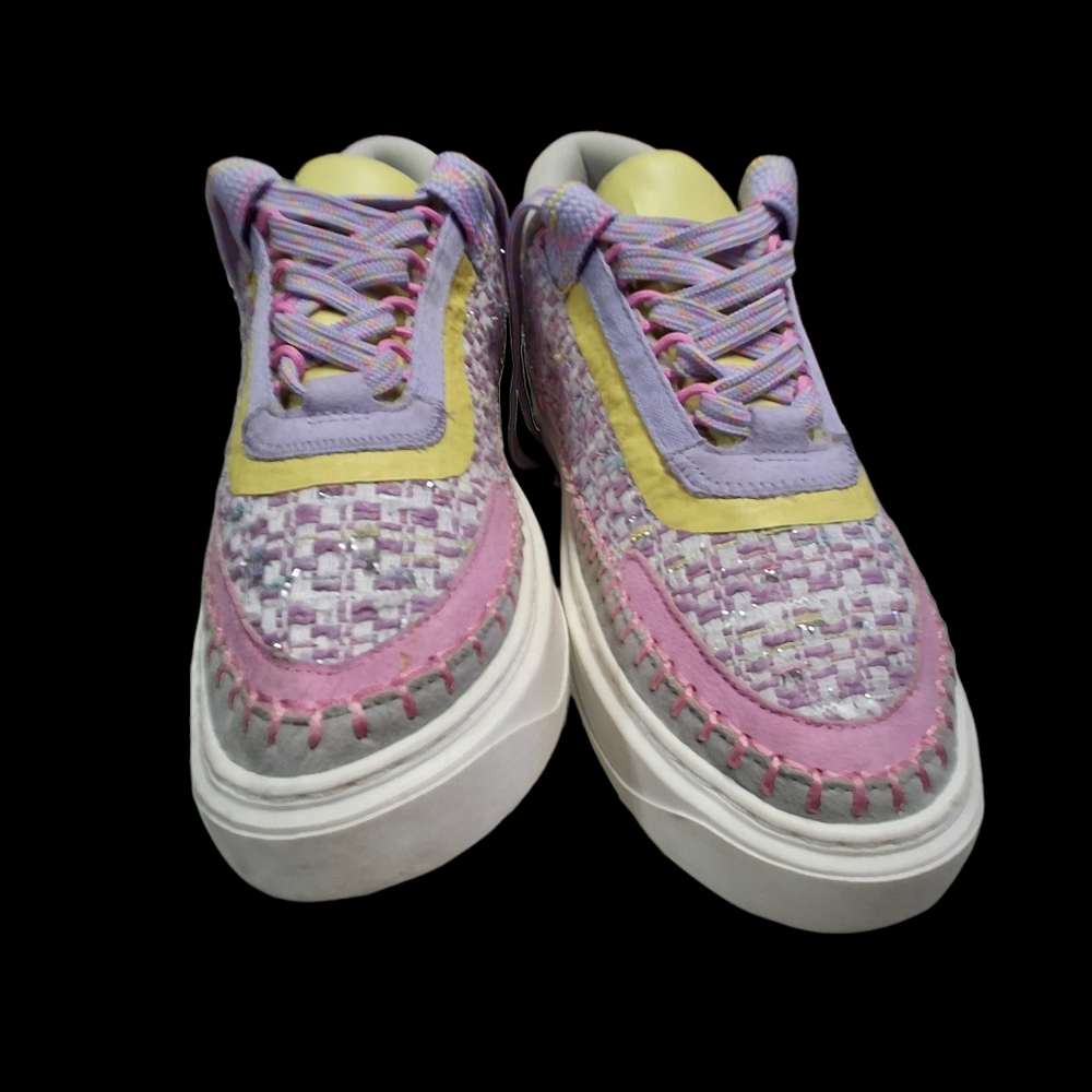 Steve Madden Charly Girl Youth Woven Multi Pastel Lace-Up Sneakers   Kids Size 4 - Picture 9 of 16
